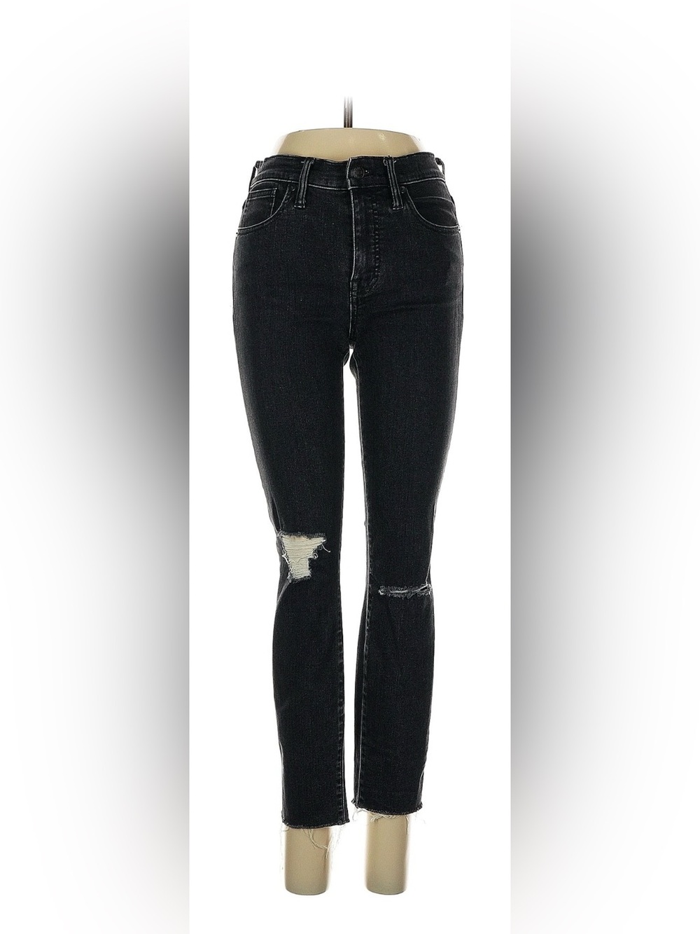 Madewell Black Skinny Jeans with Knee Distressing